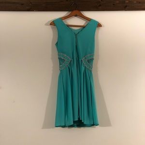 Blue Bedazzled Diamond Studded Dress